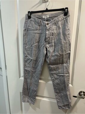 Europann Light Gray Linen💯Chinos for Men